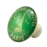 Bouton de meuble vintage PO PARIS VERT X4